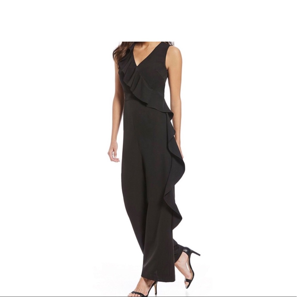 Antonio Melani Black front ruffle jumpsuit